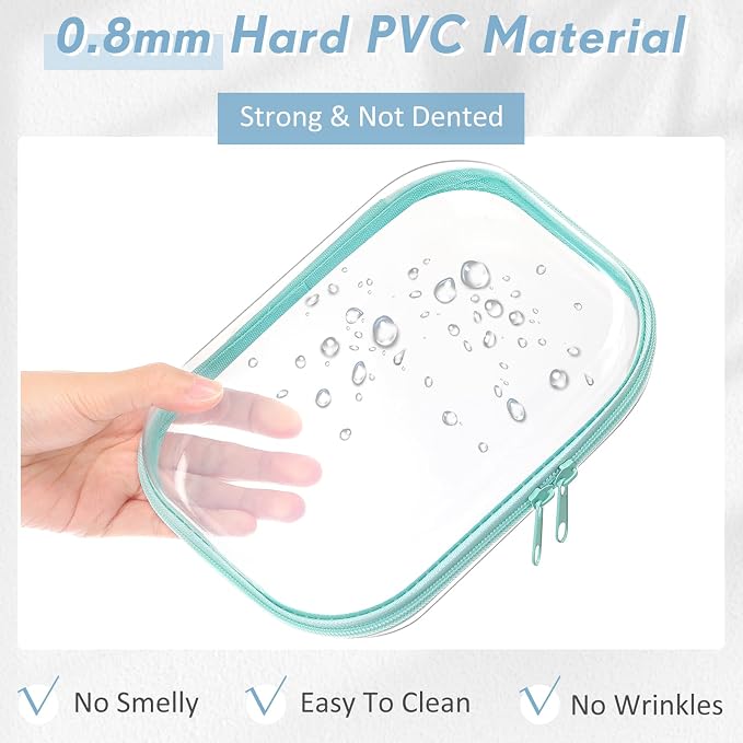 Sanwuta 10 Pcs Hard Zipper Case Clear Hard Pouches Plastic Zipper Pencil Box - Image 4