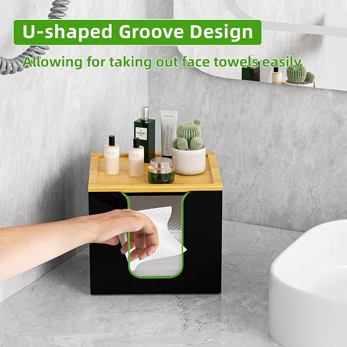 VITVITI Disposable Face Towel Holder Box, Acrylic Facial Towel Container - Image 2
