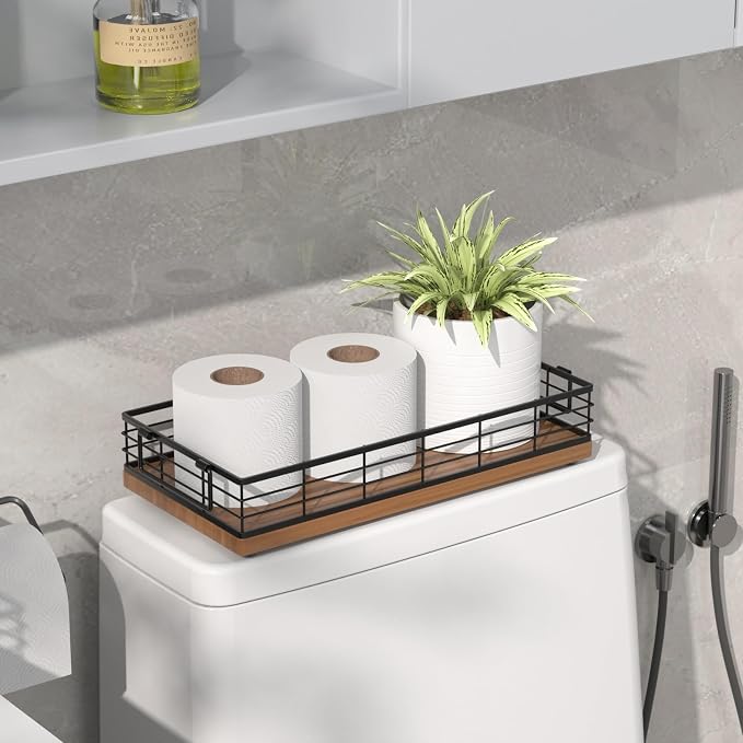 Toilet Paper Basket, 13 Inch Bathroom Basket Toilet Tank Tray Organizer Storage - Image 2