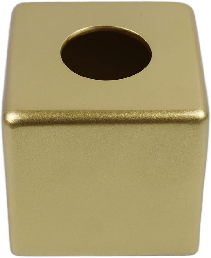 Hymmah Matte Gold Square Tissue Box Cover Holder, Bathroom Accessories Decor by Hymmah