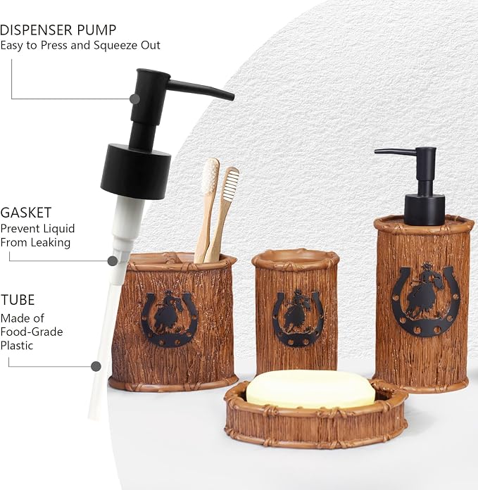 Bathroom Accessory Sets 4PCS Bathroom Accessories Set Complete Western Rustic - Image 3
