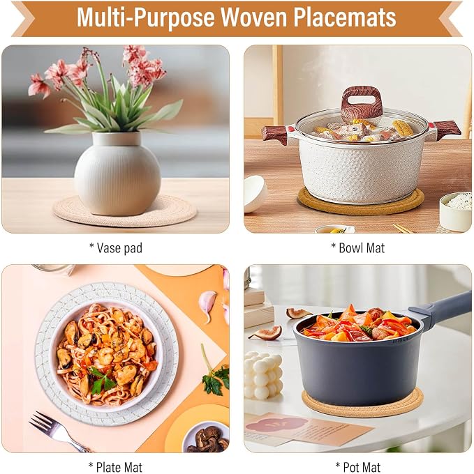 Trivet Mats Set for Hot Dishes, 5 Heat Resistant Pot Holders for Kitchen - Image 6