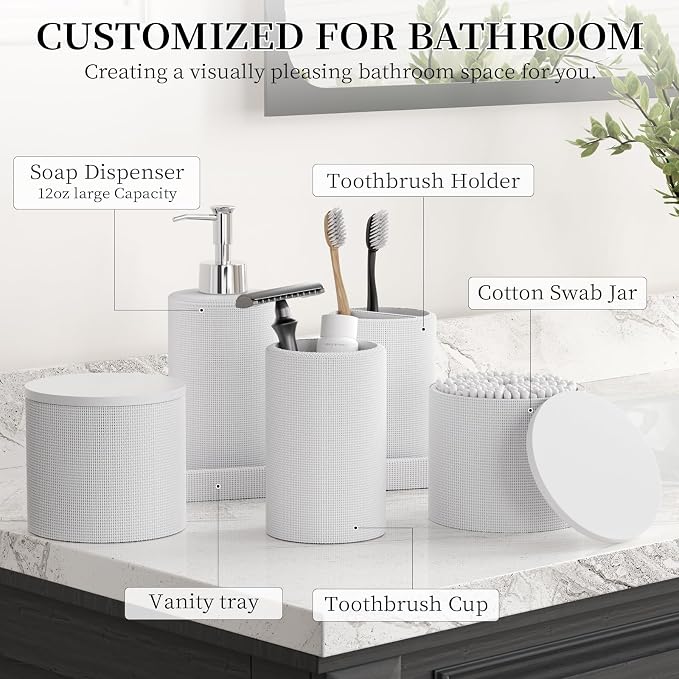 6-Piece White Bathroom Set - Image 2