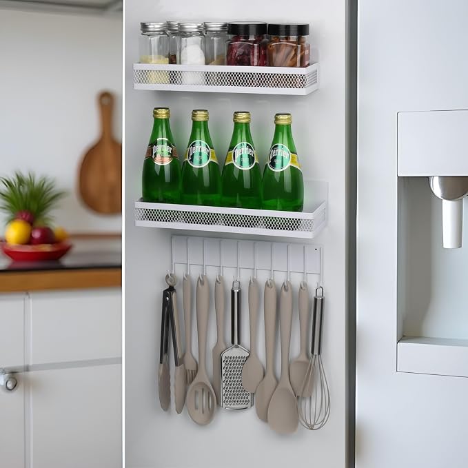3-Pack Magnetic Spice Rack for Refrigerator, Moveable Shelf - Image 2