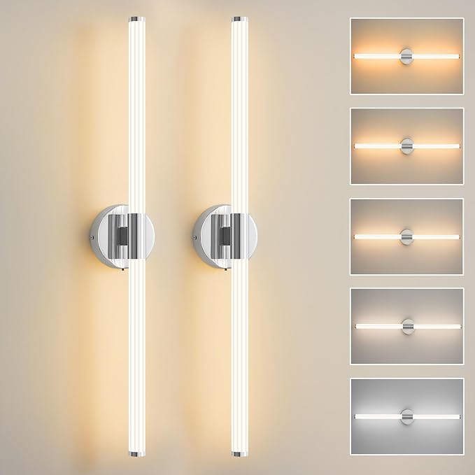 Bathroom Wall Sconces Set of 2 Hardwired Dimmable 5CCT LED Bathroom Light by Gednbo