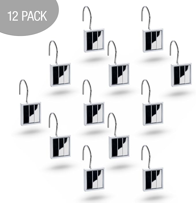 Creative Scents Quilted Mirror White Shower Curtain Hooks - Image 4