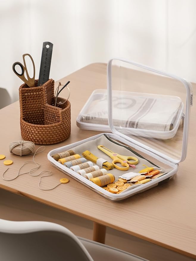 Zippered Pouch Hard, Stackable Storage Bins, Portable Clear Bin Zipper - Image 3