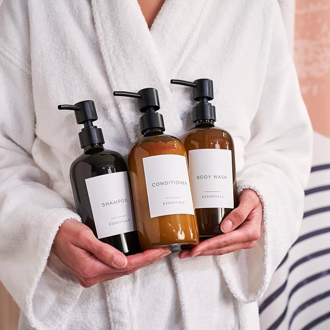 Stylish Shampoo and Conditioner Dispenser Set of 3 - Image 7