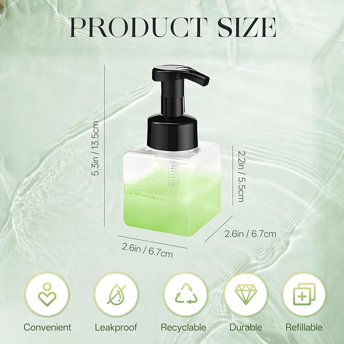 8.5 oz Foaming Soap Dispenser Plastic Foaming Pump Bottle, Refillable Dispenser - Image 2