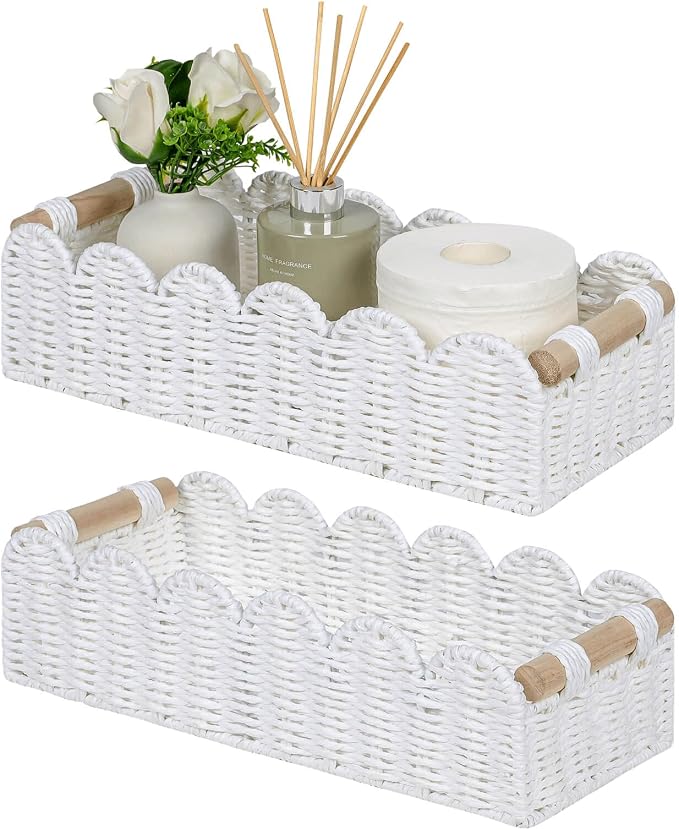 CubesLand Bathroom Basket Organizer, Toilet Tank Paper Storage Baskets 2-Pack by CubesLand
