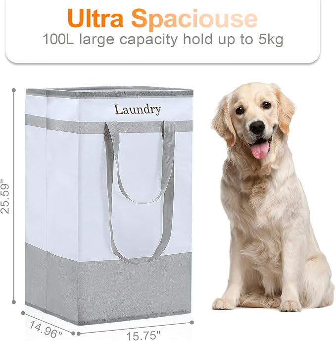 FairyHaus Laundry Basket 100L, Collapsible Laundry Baskets Hampers - Image 4