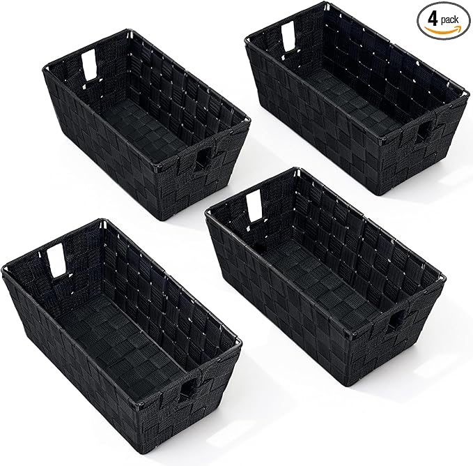 homyfort Black Storage Baskets for Shelves, Woven Shelf Baskets for Organizing by homyfort