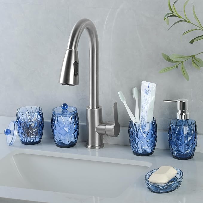 Modern Shatterproof Acrylic Cobalt Blue Bathroom Accessories Set – 5-Piece - Image 4