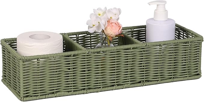 Bathroom Toilet Paper Basket: Water-resistant Resin 3-Section Organizer Above by UPINFREE
