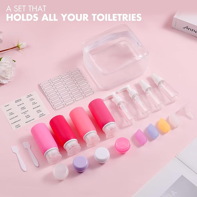 Muslish 21 Pack Travel Bottles for Toiletries, Leak-Proof TSA Compliant - Image 6