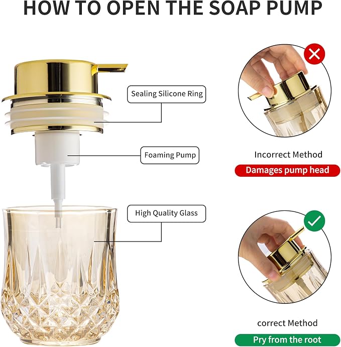 Gold Foaming Soap Dispenser Set- 2 Pack Bathroom Hand Foam Soap Dispensers - Image 4