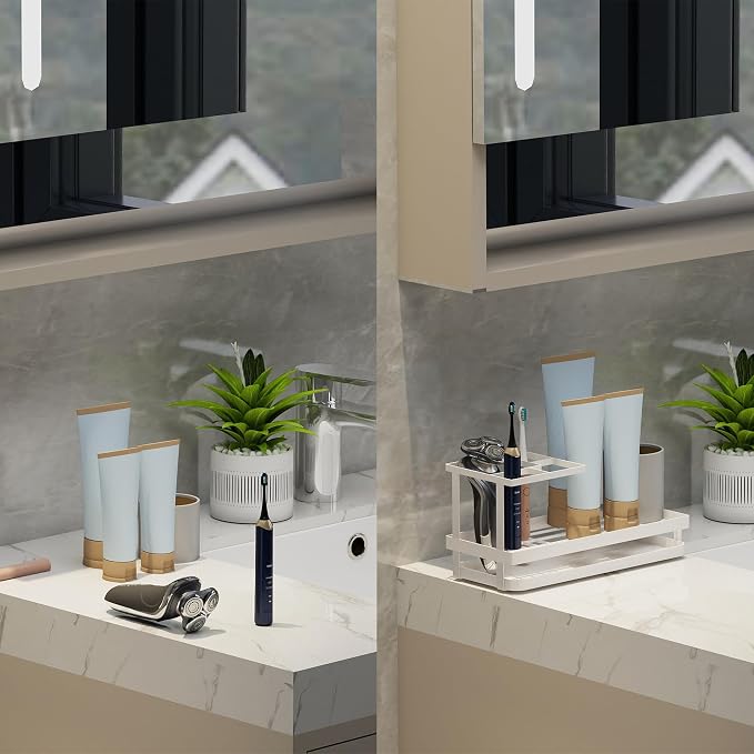 Toothbrush Holders for Bathroom, Carbon Steel Bathroom Organizer Countertopr - Image 6