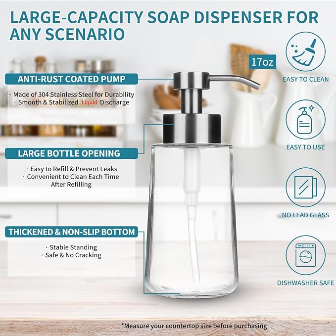 Doiliese Soap Dispenser, Glass Hand Soap Dispenser - Image 4