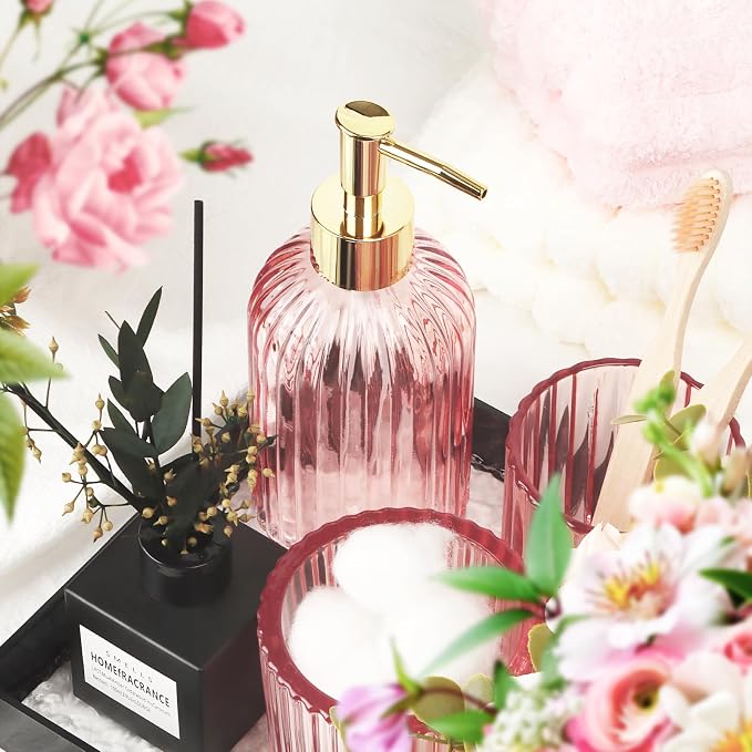 Designer Pink Glass Bathroom Accessories Sets - Image 8