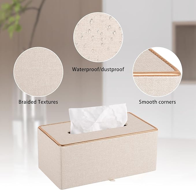 Fashion Leather Tissue Box Holder, Rectangular Tissue Box Cover - Image 4