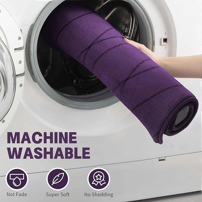 YIHOUSE Memory Foam Purple Bathroom Rug Sets 3 Piece, Ultra Absorbent Bath Mat - Image 5
