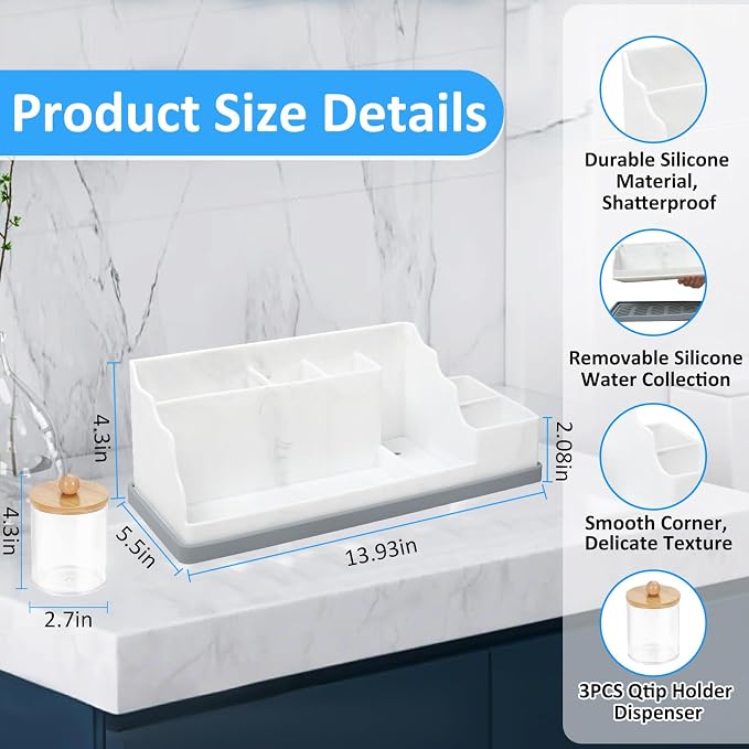Bathroom Counter Organizer, Large White Silicone Toothbrush Holders - Image 5