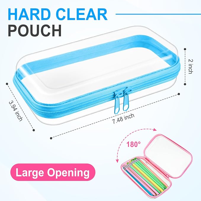 Sanwuta 10 Pcs Hard Zipper Case Clear Hard Pouches Plastic Zipper Pencil Box - Image 2