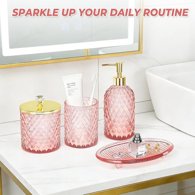 Jenseits Diamond Glass Bathroom Accessories Set 4 Pcs - Image 5