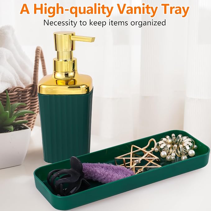 Bathroom Accessory Set, 9 Pieces Dark Green Bathroom Accessories Set - Image 7