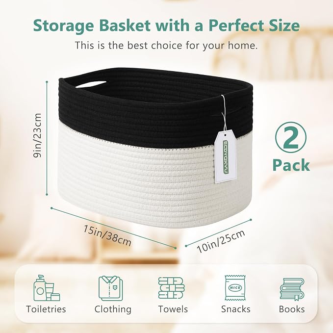 Cotton Rope Storage Basket, Woven Basket - Image 3