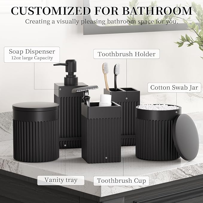 6-Piece Black Bathroom Set - Image 2
