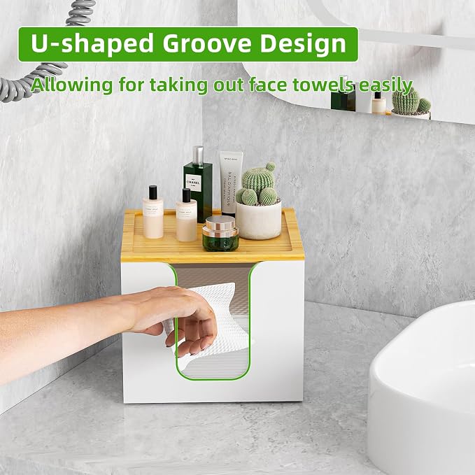 VITVITI Disposable Face Towel Holder Box, Acrylic Facial Towel Container - Image 2