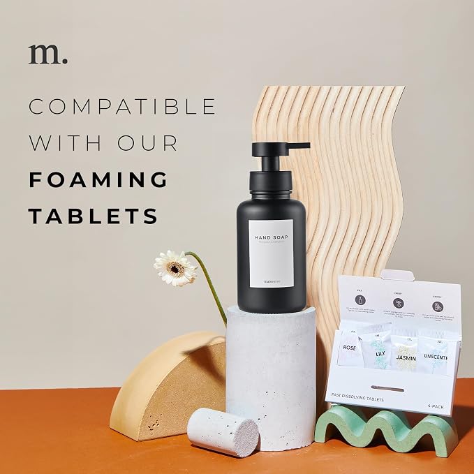 MaisoNovo Glass Foaming Soap Dispenser 14 Oz | Black Glass Black Pumps x 2 - Image 6