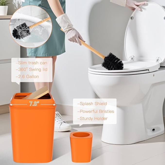 Orange Bathroom Accessories Set 9 Piece Bathroom Accessory Set - Image 5