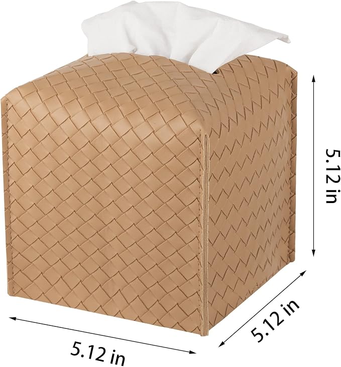 zoocatia Tissue Box Cover PU Leather Tissue Holder Square Facial Tissue Case - Image 7