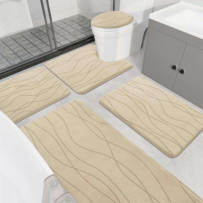 YIHOUSE Memory Foam Bathroom Rug Sets 5 Piece, Ultra Absorbent Bath Mat by YIHOUSE