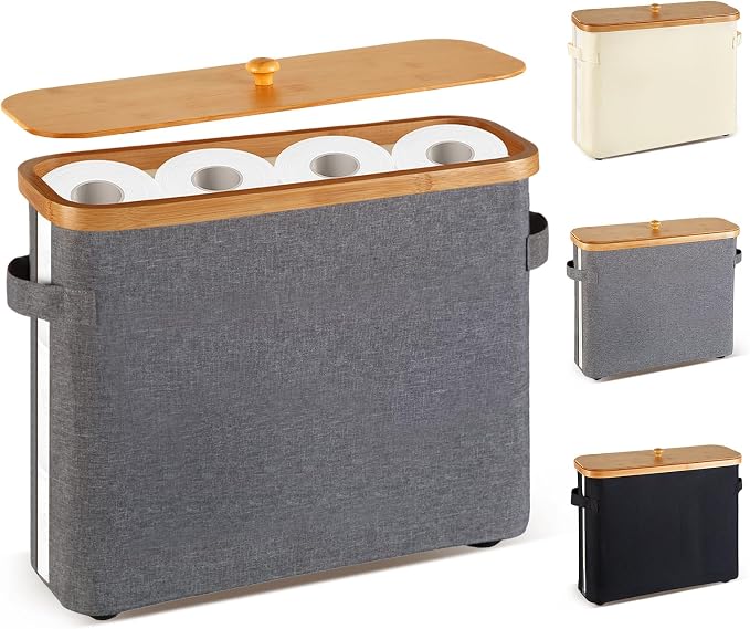 Bamboo Toilet Paper Organizer for Bathroom by Unknown