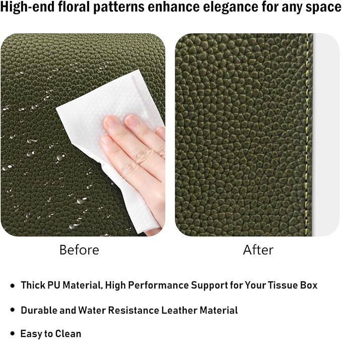 Tissue Box Cover PU Leather Tissue Holder Rectangle Facial Tissue Case Tissue - Image 5