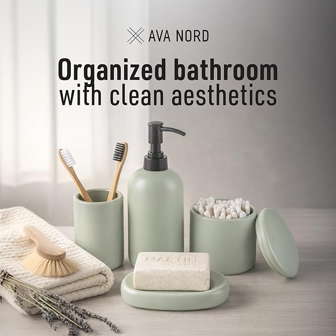 Ceramic Bathroom Accessories Set 4 Pcs – Modern Scandinavian Neutral Bathroom - Image 6