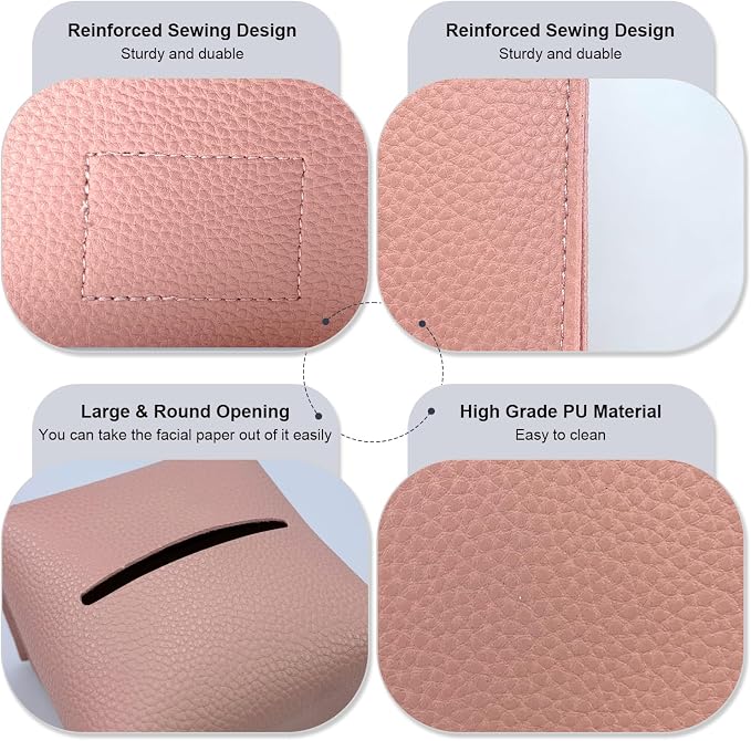 Tissue Box Cover 5X5X5'' PU Leather Tissue Holder Square Tissue Cube Box - Image 3
