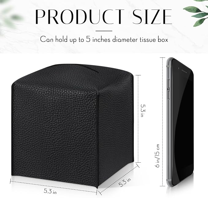 Honeydak 10 Pcs Tissue Box Cover Square Modern PU Leather Tissue Box Holder - Image 2