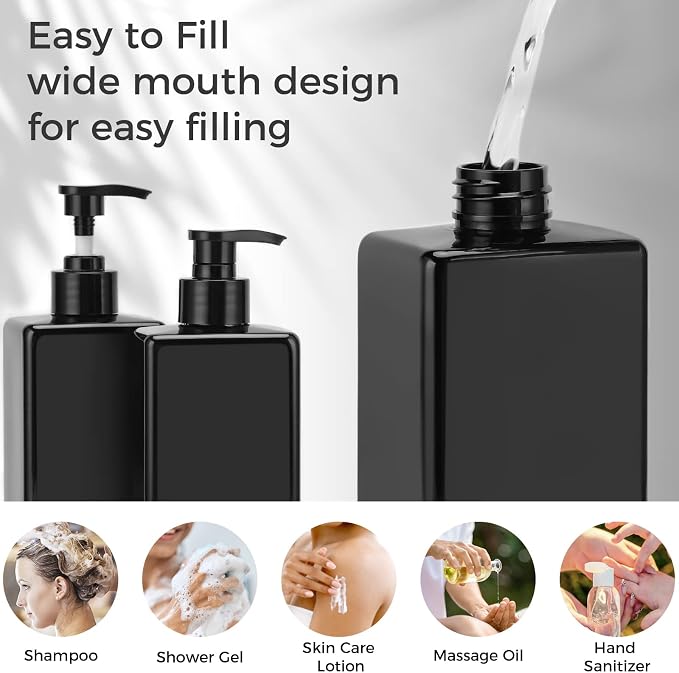 Suream Shampoo and Conditioner Dispenser Set, Plastic Refillable Dispenser - Image 4