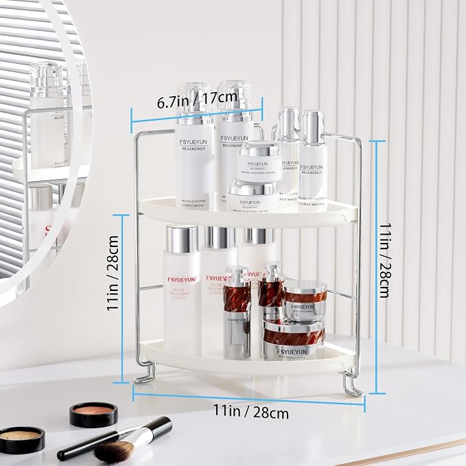 FSyueyun 2-Tier Corner Bathroom Counter Organizer, Tool-Less Installation - Image 2