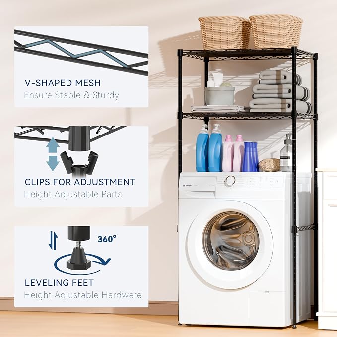 2-Tier Mini Fridge and Microwave Storage Shelf, Adjustable Height Metal Small - Image 3