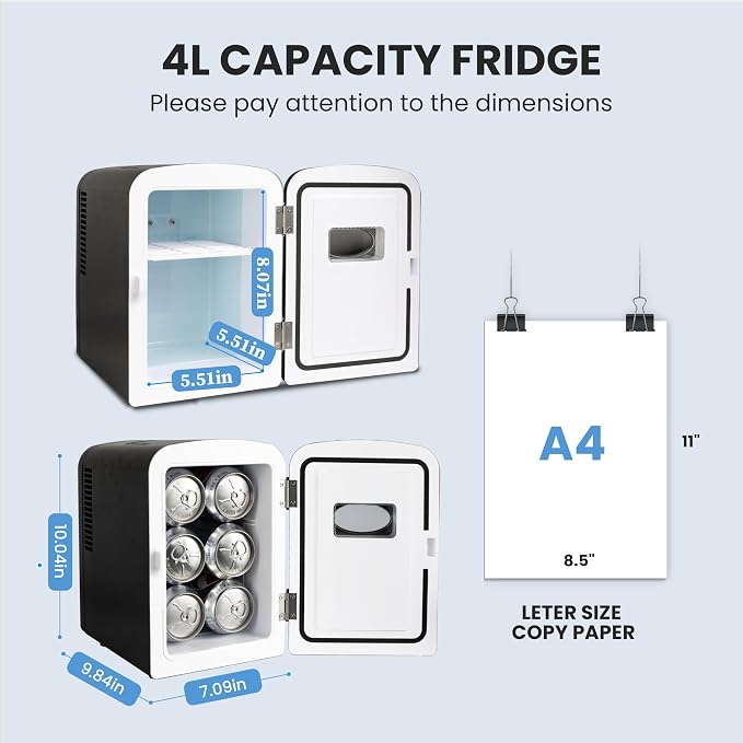 Simple Deluxe Mini Fridge with Observation Window, 4 Liter/6 Can Portable - Image 8