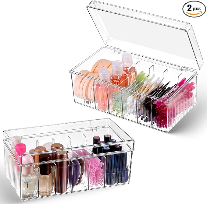2 Pack Acrylic Lash Extension Organizer and Storage, Large Capacity 6 Divided by Unknown