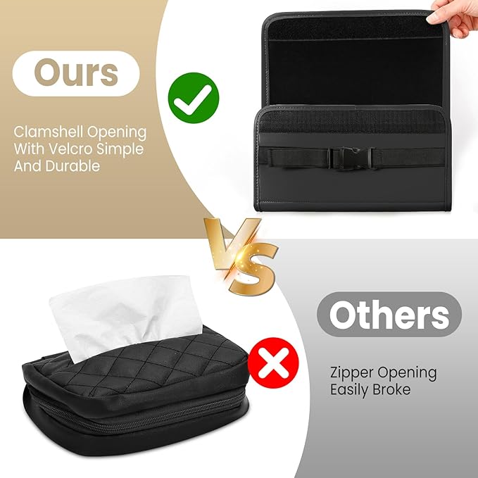 Car Tissue Holder, WHHMK Tissue Box Cover Keep Car Tidy, Premium PU Leather - Image 3