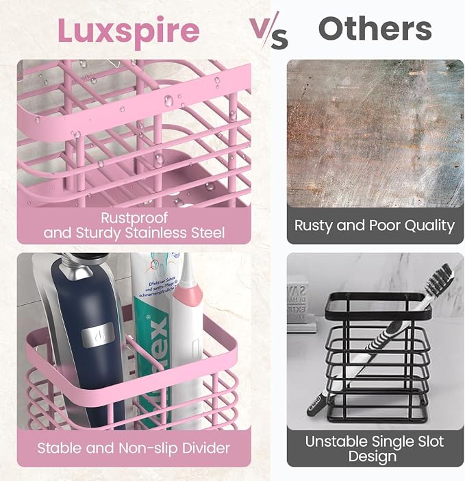 Luxspire Toothbrush Holders for Bathroom, Stainless Steel Electric Toothbrush - Image 4