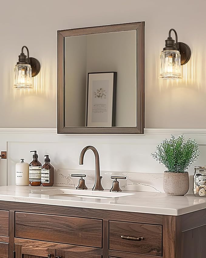 Rustic Wall Sconces Set of Two, HWH Farmhouse Vanity Wall Sconces - Image 7