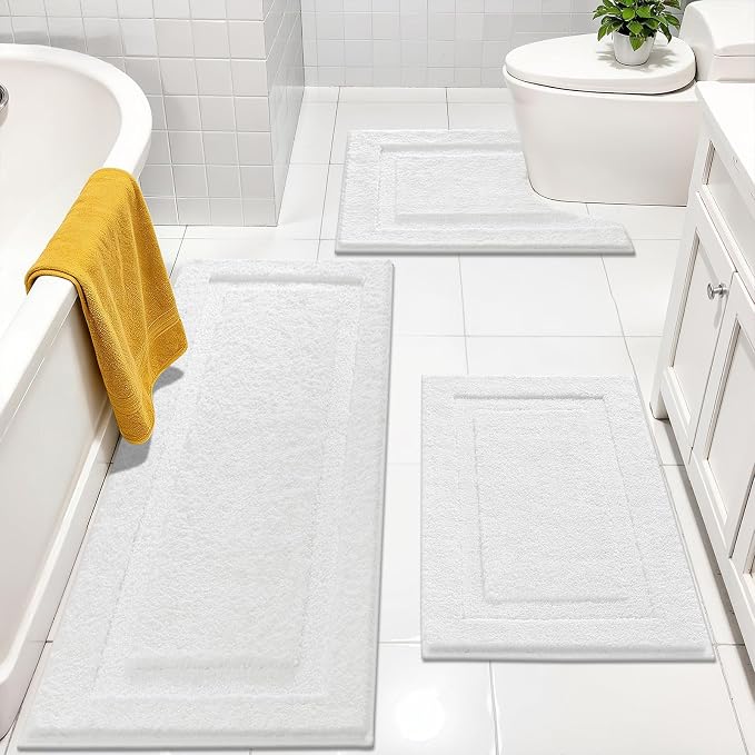SHACOS White Bathroom Rugs Sets 3 Piece, Soft Fluffy Water Absorbent Bathroom - Image 7